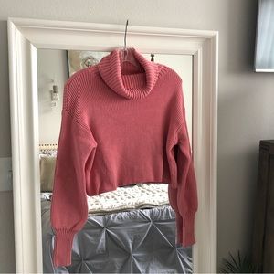 Pink cropped turtleneck sweater SZ XS